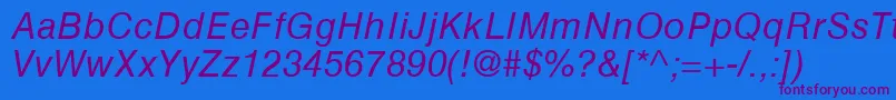 HelveticaGreekInclined Font – Purple Fonts on Blue Background