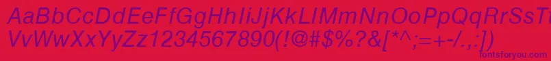HelveticaGreekInclined Font – Purple Fonts on Red Background