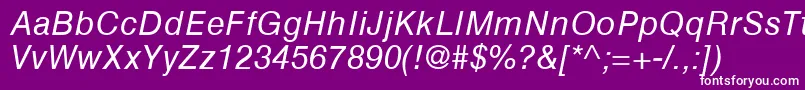 HelveticaGreekInclined Font – White Fonts on Purple Background