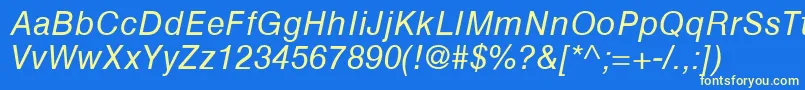 HelveticaGreekInclined Font – Yellow Fonts on Blue Background