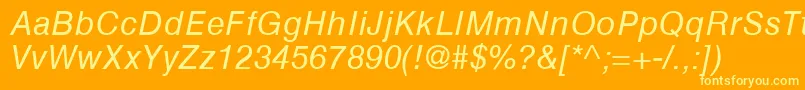 HelveticaGreekInclined Font – Yellow Fonts on Orange Background