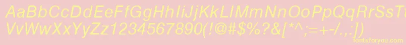 HelveticaGreekInclined Font – Yellow Fonts on Pink Background