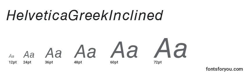 Größen der Schriftart HelveticaGreekInclined