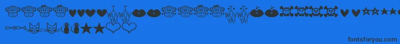 MfDings2-Schriftart – Schwarze Schriften auf blauem Hintergrund