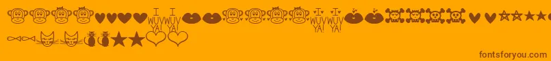 Weitere Informationen zur MfDings2-Schriftart MfDings2-Schriftart – Braune Schriften auf orangefarbenem Hintergrund