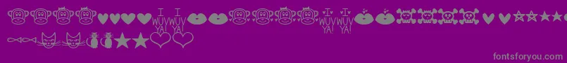 Saiba mais sobre a fonte MfDings2 Fonte MfDings2 – fontes cinzas em um fundo violeta
