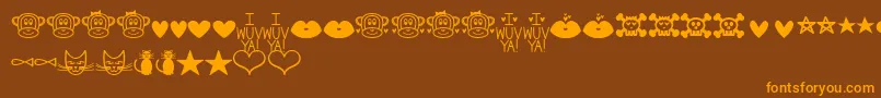 MfDings2-Schriftart – Orangefarbene Schriften auf braunem Hintergrund