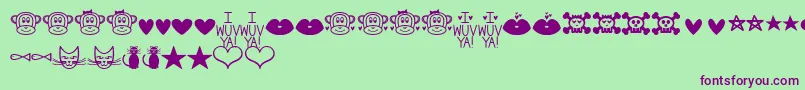 MfDings2-Schriftart – Violette Schriften auf grünem Hintergrund