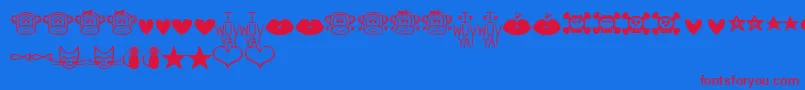 MfDings2-Schriftart – Rote Schriften auf blauem Hintergrund