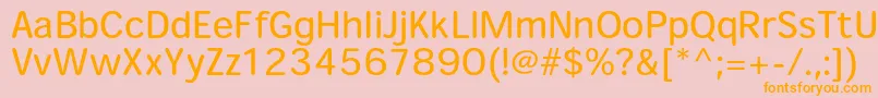 フォントHeiseimarugostdW4 – オレンジの文字がピンクの背景にあります。