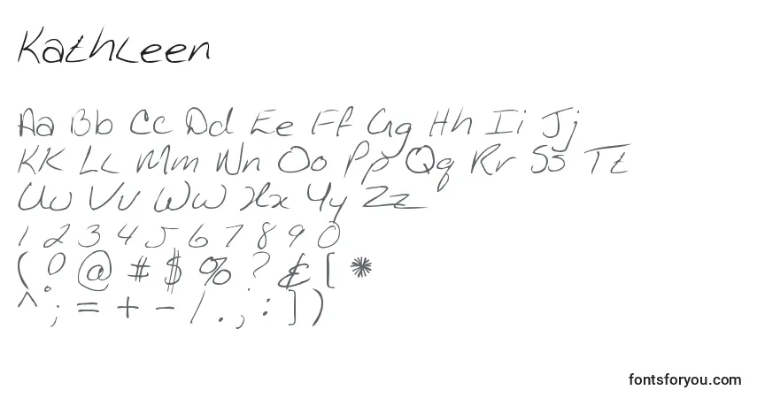 Schriftart Kathleen – Alphabet, Zahlen, spezielle Symbole
