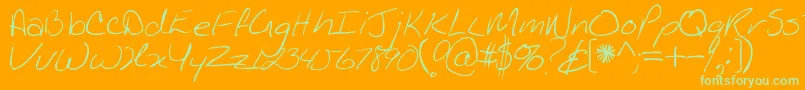 フォントKathleen – オレンジの背景に緑のフォント