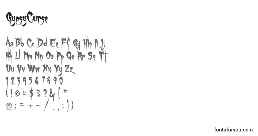 Fuente GypsyCurse - alfabeto, números, caracteres especiales