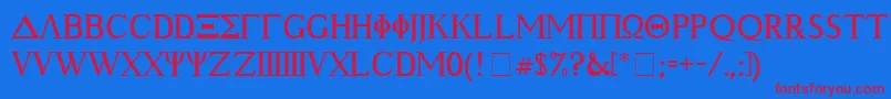 AncientGeek Font – Red Fonts on Blue Background