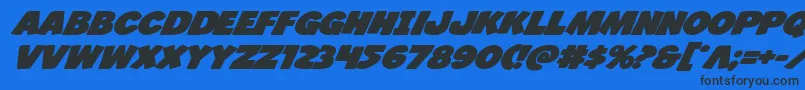 Jcandlestickboldexpand-Schriftart – Schwarze Schriften auf blauem Hintergrund