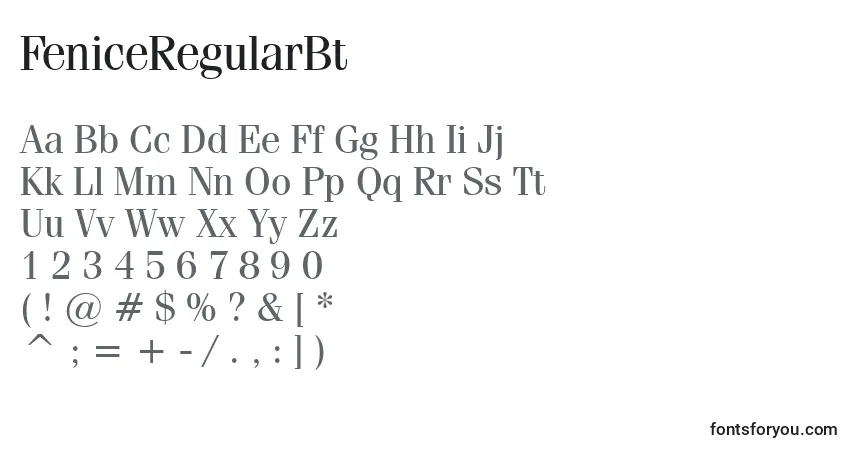 A fonte FeniceRegularBt – alfabeto, números, caracteres especiais