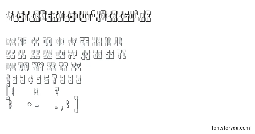 Шрифт WesterngamesOutlineRegular – алфавит, цифры, специальные символы