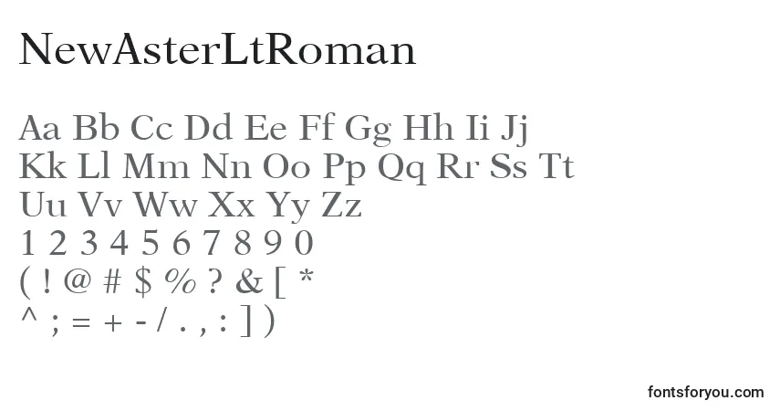 Czcionka NewAsterLtRoman – alfabet, cyfry, specjalne znaki