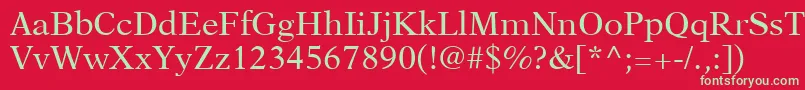 フォントNewAsterLtRoman – 赤い背景に緑の文字