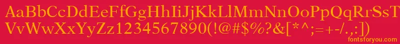 フォントNewAsterLtRoman – 赤い背景にオレンジの文字