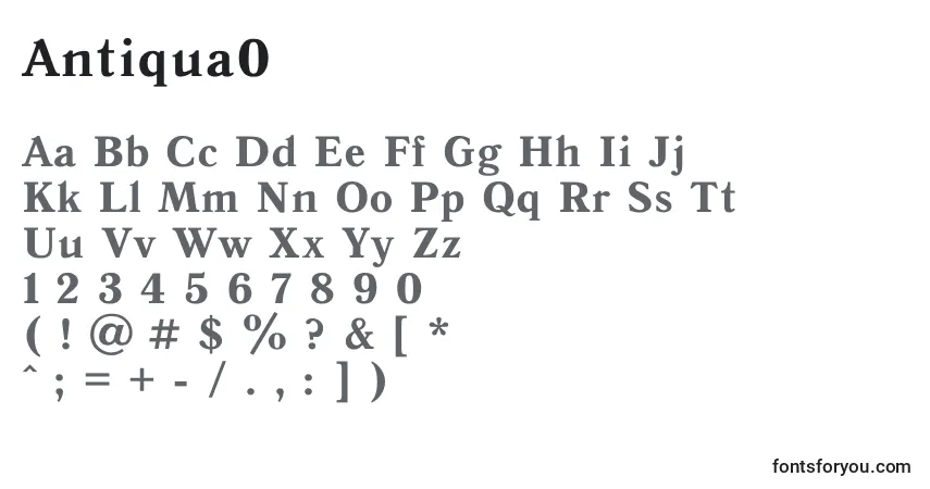 Schriftart Antiqua0 – Alphabet, Zahlen, spezielle Symbole