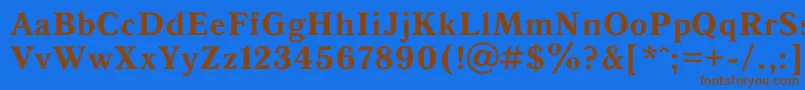 フォントAntiqua0 – 茶色の文字が青い背景にあります。