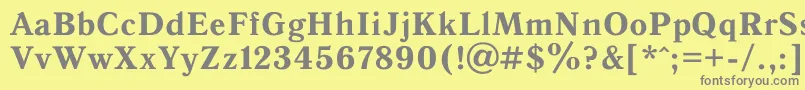 フォントAntiqua0 – 黄色の背景に灰色の文字