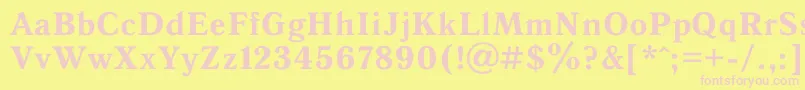 Antiqua0-fontti – vaaleanpunaiset fontit keltaisella taustalla