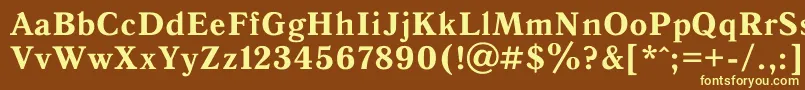 Antiqua0-fontti – keltaiset fontit ruskealla taustalla