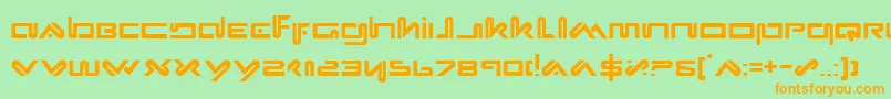 フォントXephyr – オレンジの文字が緑の背景にあります。