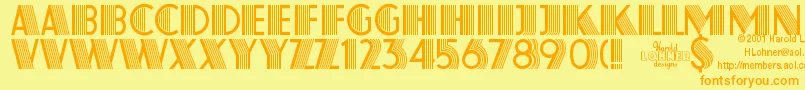 フォントAtlasRegular – オレンジの文字が黄色の背景にあります。