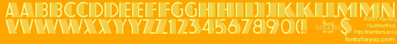 AtlasRegular-Schriftart – Gelbe Schriften auf orangefarbenem Hintergrund