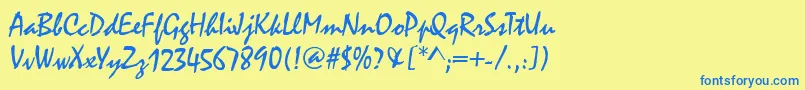 MalagaRegular Font – Blue Fonts on Yellow Background