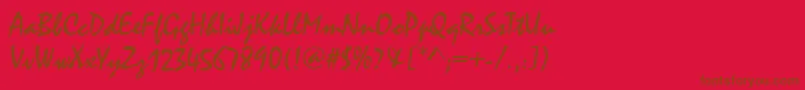 Weitere Informationen zur MalagaRegular-Schriftart MalagaRegular-Schriftart – Braune Schriften auf rotem Hintergrund