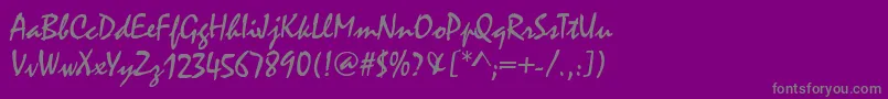 フォントMalagaRegular – 紫の背景に灰色の文字