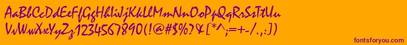 MalagaRegular-Schriftart – Violette Schriften auf orangefarbenem Hintergrund