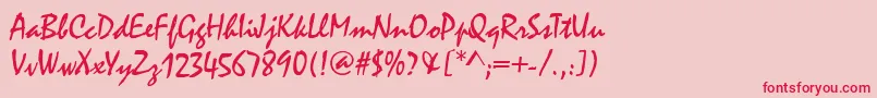 MalagaRegular Font – Red Fonts on Pink Background