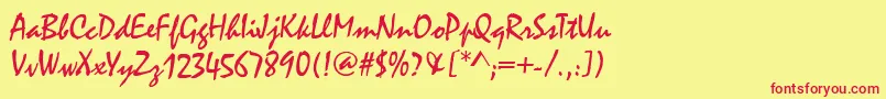 MalagaRegular Font – Red Fonts on Yellow Background