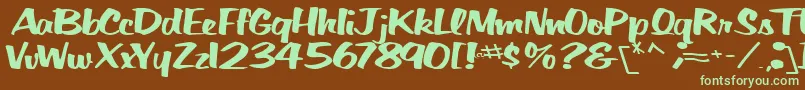 フォントBigSkyRegularTtnorm – 緑色の文字が茶色の背景にあります。