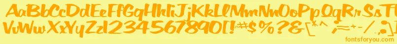 BigSkyRegularTtnorm-Schriftart – Orangefarbene Schriften auf gelbem Hintergrund