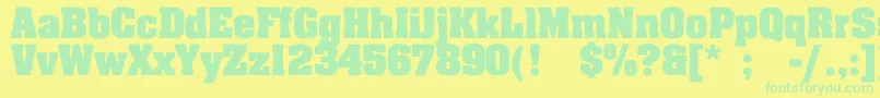 フォントJohnnyBold – 黄色い背景に緑の文字