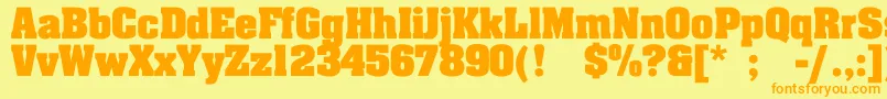 フォントJohnnyBold – オレンジの文字が黄色の背景にあります。