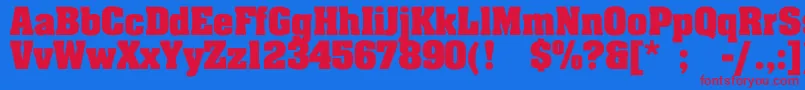 フォントJohnnyBold – 赤い文字の青い背景