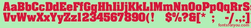 JohnnyBold-fontti – punaiset fontit vihreällä taustalla