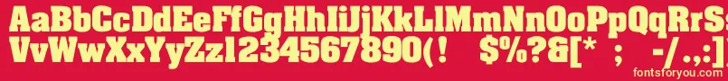 JohnnyBold-fontti – keltaiset fontit punaisella taustalla