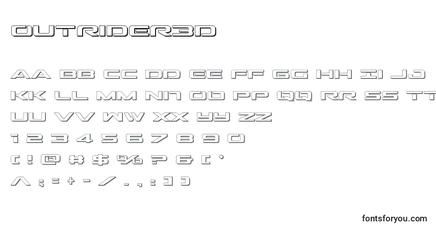 Czcionka Outrider3D – alfabet, cyfry, specjalne znaki