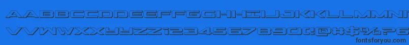 Outrider3D Font – Black Fonts on Blue Background