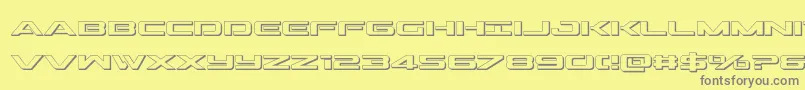 Outrider3D-Schriftart – Graue Schriften auf gelbem Hintergrund