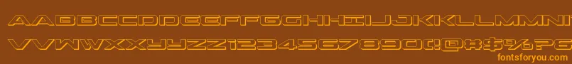 Outrider3D-Schriftart – Orangefarbene Schriften auf braunem Hintergrund