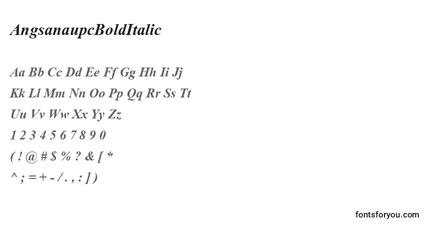 Schriftart AngsanaupcBoldItalic – Alphabet, Zahlen, spezielle Symbole